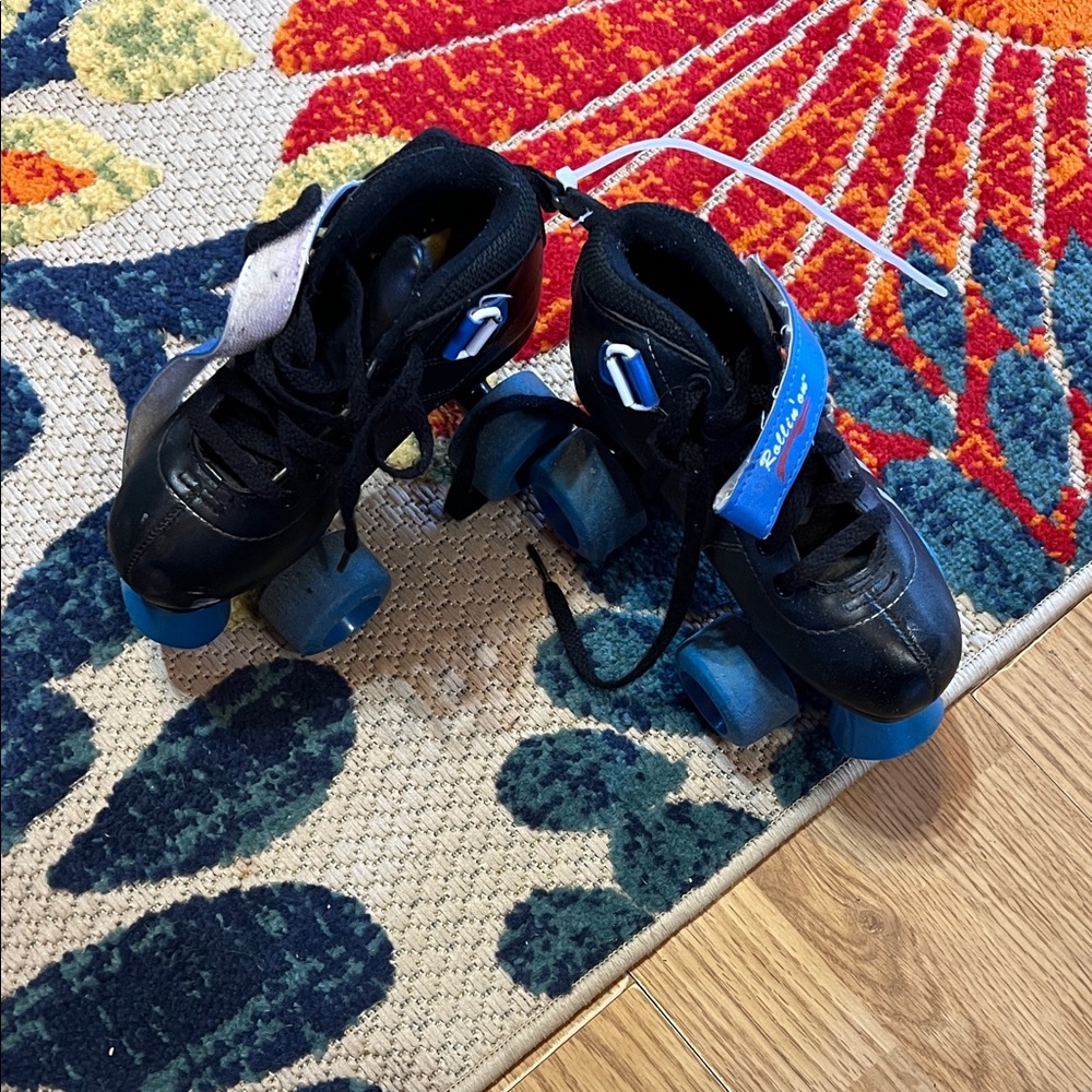 Kids Black and Blue Roller Sneakers
